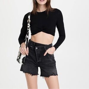 Agolde Black Criss Cross Jean Shorts